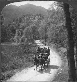 The Road through the Trossachs and Ben Venue, Scotland, Single Image of Stereo Card, circa 1902