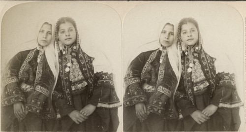 Young Girls of Bethlehem of Judea, Palestine, Stereo Card, circa 1890