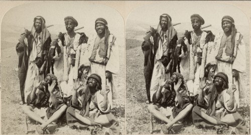 Bedouin Robbers, Wilderness of Judea, Near the Road to Jericho, Palestine, Stereo Card, 1896