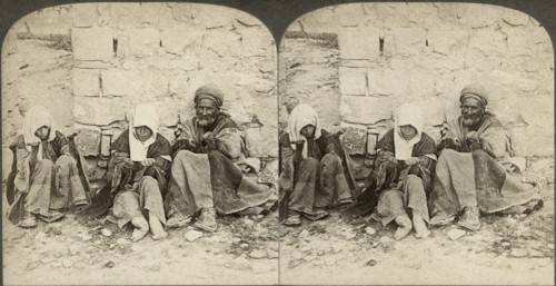 Unclean! Unclean! Wretched lepers outside of Jerusalem,  Palestine, Stereo Card, circa 1896