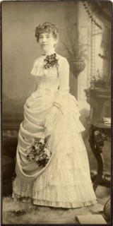 Portrait of Woman in Long Dress with Lace and Flowers, Cabinet Card, circa 1890's