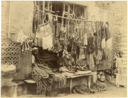 Market Vendor and Three Boys, Cairo, Egypt, Albumen Print, circa 1880