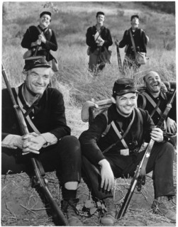 Audie Murphy (center), on-set of the Film “The Red Badge of Courage”, Directed by John Huston, 1951