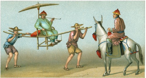 Rural Transportation, Manchu Times, China, Chromolithograph, circa 1820