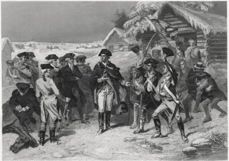 Washington and the Committee of Congress at Valley Forge, Winter 1777-78, from a Painting by W.H. Powell, Engraving Printed circa 1879 by Henry J. Johnson Publisher, NY