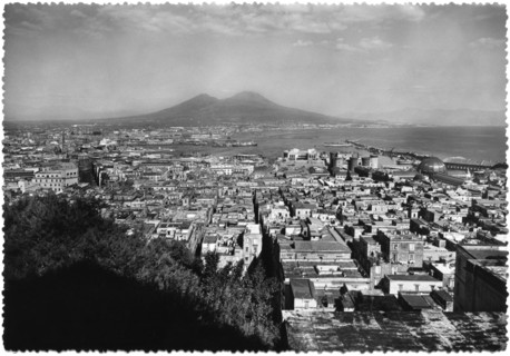Panoramic View of Naples with Mt. Vesuvius in Background, Italy, Postcard, 1944