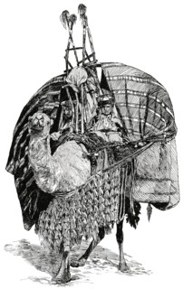 Camel with Tent Devised for Better Protection of Passengers, Algeria, Africa, "Classical Portfolio of Primitive Carriers", by Marshall M. Kirman, World Railway Publ. Co., Illustration, 1895