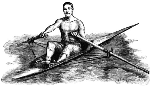 Man Rowing, England, "Classical Portfolio of Primitive Carriers", by Marshall M. Kirman, World Railway Publ. Co., Illustration, 1895