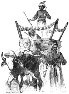 Cart with Bells Attached, for Performances, Burma, "Classical Portfolio of Primitive Carriers", by Marshall M. Kirman, World Railway Publ. Co., Illustration, 1895