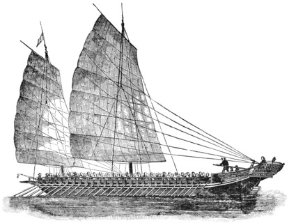 Pirate Ship, China, "Classical Portfolio of Primitive Carriers", by Marshall M. Kirman, World Railway Publ. Co., Illustration, 1895