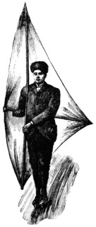 Man on Ice Skates with Sail, Northern Europe, "Classical Portfolio of Primitive Carriers", by Marshall M. Kirman, World Railway Publ. Co., Illustration, 1895