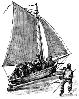 Passengers in Ice craft, Germany, "Classical Portfolio of Primitive Carriers", by Marshall M. Kirman, World Railway Publ. Co., Illustration, 1895