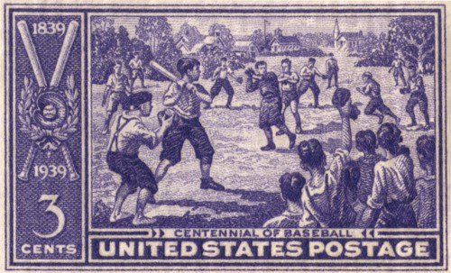 Baseball Centennial, Postage Stamp, 3 cents, USA, 1939
