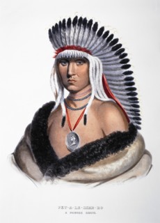 Pet-A-Le-Shar-Ro, Pawnee Chief, Portrait, McKenney & Hall Lithograph from an 1821 Painting by Charles Bird King