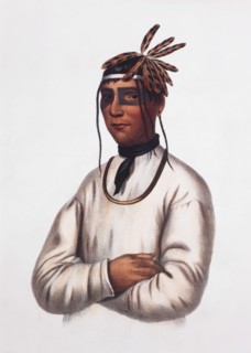 Caa-Tou-See, an Ojibway Brave, Portrait, Lithograph from an 1820's Painting by Charles Bird King