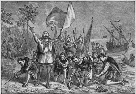 “Landing of Columbus”, Book Illustration from “Indian Horrors or Massacres of the Red Men”, by Henry Davenport Northrop, 1891