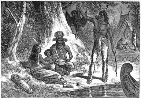 “Indian Life in Their Native Forests”, Book Illustration from “Indian Horrors or Massacres of the Red Men”, by Henry Davenport Northrop, 1891
