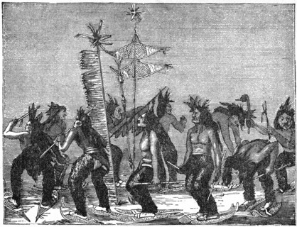 “Snow-Shoe Dance of the Apache” after lithograph by George Catlin, 1844-45, Book Illustration from “Indian Horrors or Massacres of the Red Men”, by Henry Davenport Northrop, 1891