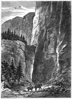 White Bird Canyon, Opening Battle of Nez Perce War, Idaho Territory, 1877, Book Illustration from “Indian Horrors or Massacres of the Red Men”, by Henry Davenport Northrop, 1891