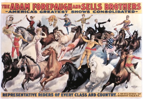 Adam Forepaugh and Sells Brothers America's Greatest Shows Consolidated, Representative Riders of Every Class and Country, Circus Poster, 1900