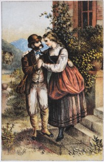 Romantic Couple, Trade Card, Lithograph, 1890