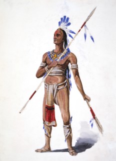 Native American Warrior, by William L. Wells for 1893 Columbian Exposition Pageant, Chicago, Illinois, USA, Watercolor, 1892
