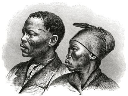 Khoikhoi Chieftain Jon Afrikaner and Wife, Africa, Illustration, 1885