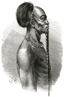 Portrait of Chieftain, Manjema, Africa, Illustration, 1885