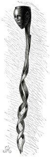 Zulu Snuff Tobacco Case Made from Buffalo Horn, Africa, Illustration, 1885