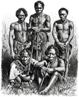 Group of Men of Herero Tribe, Southern Africa, Illustration, 1885