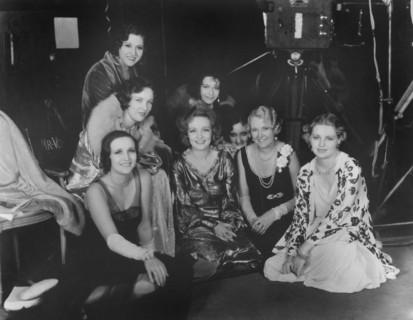 Marlene Dietrich, with group of Women on-set of the Film, "Dishonored", 1931