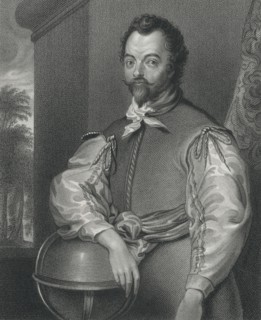 Sir Francis Drake (1540-96), English Admiral and Navigator, Portrait, Engraved by S. Freeman, 1829