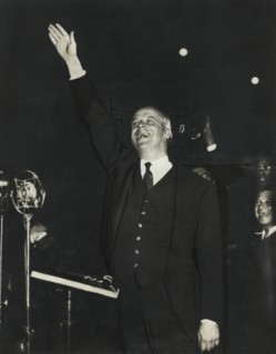 Norman Thomas (1884-1968), American Socialist Politician, Waving to Crowd during Socialist Rally, Madison Square Garden, New York City, New York, USA, November 4, 1932