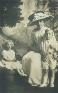 Victoria Eugenie of Battenberg (1887-1969), Queen Victoria of Spain through her Marriage to King Alfonso XIII, with her Children Alfonso, Prince of Asturias & Beatriz, Princess of Civitella-Cesi, Port...