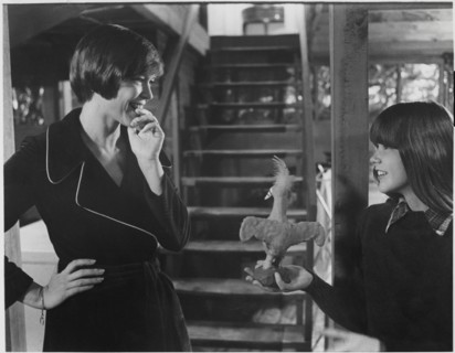 Ellen Burstyn, Linda Blair, on-set of the Film, "The Exorcist", 1973