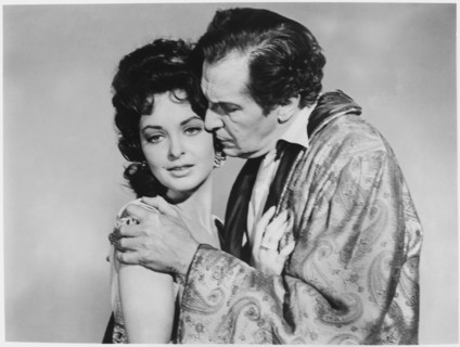 Leona Gage, Vincent Price, on-set of the Film, "Tales of Terror", 1962