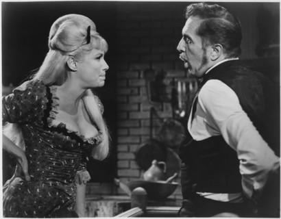 Joyce Jameson, Vincent Price, on-set of the Film, "Comedy of Terrors", 1963