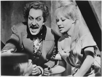 Joyce Jameson, Vincent Price, on-set of the Film, "Tales of Terror", 1962