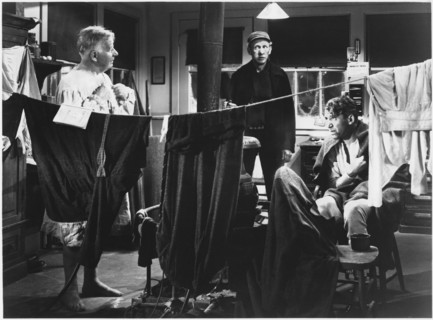 Henry Travers, James Stewart, on-set of the Film, “It's a Wonderful Life”, 1946