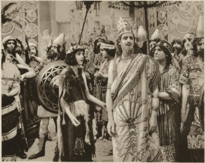 Constance Talmadge, Alfred Paget, on-set of Ancient Babylonian Story as part of the Silent Film, "Intolerance" by D.W. Griffith, 1916