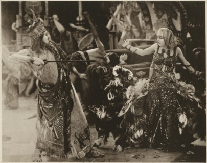 Alfred Paget, Seena Owen, on-set of Ancient Babylonian Story as part of the Silent Film, "Intolerance" by D.W. Griffith, 1916
