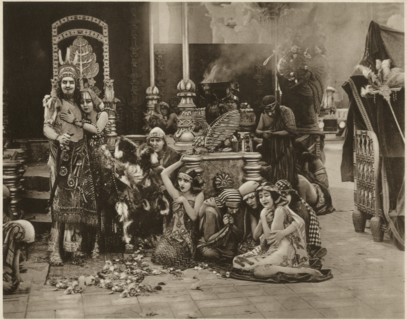 Alfred Paget, Seena Owen, on-set of Ancient Babylonian Story as part of the Silent Film, "Intolerance" by D.W. Griffith, 1916