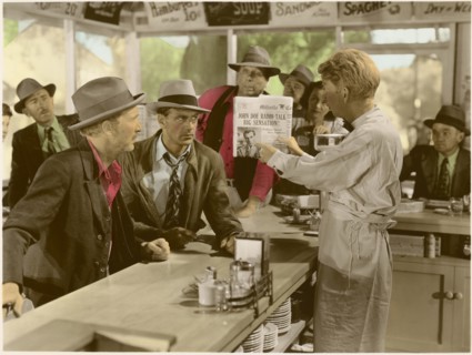 Gary Cooper (c), on-set of the Film, “Meet John Doe”, 1941