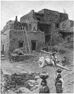 Pueblo of Laguna, Cibola County, New Mexico, USA, Harper's New Monthly Magazine, Illustration, January 1891