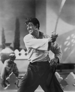 Rock Hudson, on-set of the Film, "The Golden Blade", Universal Pictures, 1953