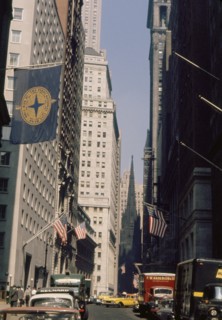 Wall Street and Trinity Church, New York City, New York, USA, July 1961