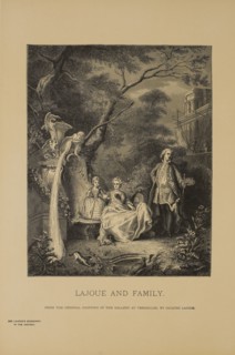 Lajoue and Family, Wood Engraving from the Original Painting by Jacques Lajoue, The Masterpieces of French Art by Louis Viardot, Published by Gravure Goupil et Cie, Paris, 1882, Gebbie & Co., Philadel...