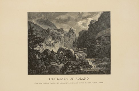 The Death of Roland, Woodcut Engraving from the Original Painting by Achille Etna Michallon, The Masterpieces of French Art by Louis Viardot, Published by Gravure Goupil et Cie, Paris, 1882, Gebbie & ...