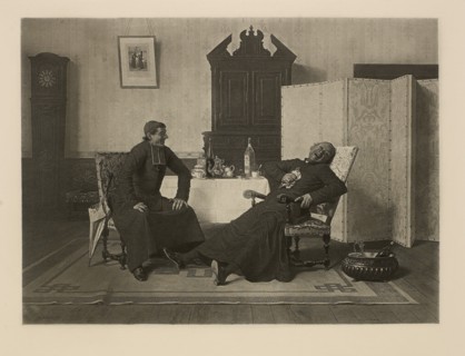 A Good Story, Un Bonne Histoire, Woodcut Engraving from the Original Painting by Leo Hermann, The Masterpieces of French Art by Louis Viardot, Published by Gravure Goupil et Cie, Paris, 1882, Gebbie &...
