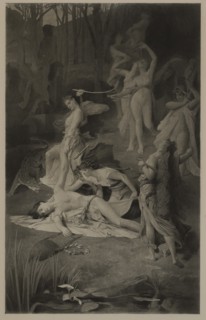 The Death of Orpheus, Photogravure Print from the Original 1866 Painting by Emile Levy, The Masterpieces of French Art by Louis Viardot, Published by Gravure Goupil et Cie, Paris, 1882, Gebbie & Co., ...
